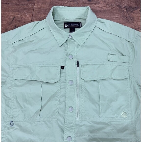 Alaskan Hardgear AKHG Button Shirt Men’s L Green Snap Front Long Sleeve Fishing - Picture 2 of 11